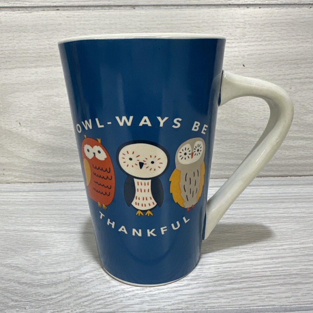 HOLIDAY HOME Ceramic 22oz Latte Coffee Mug Owl-Ways‎ Be Thankful